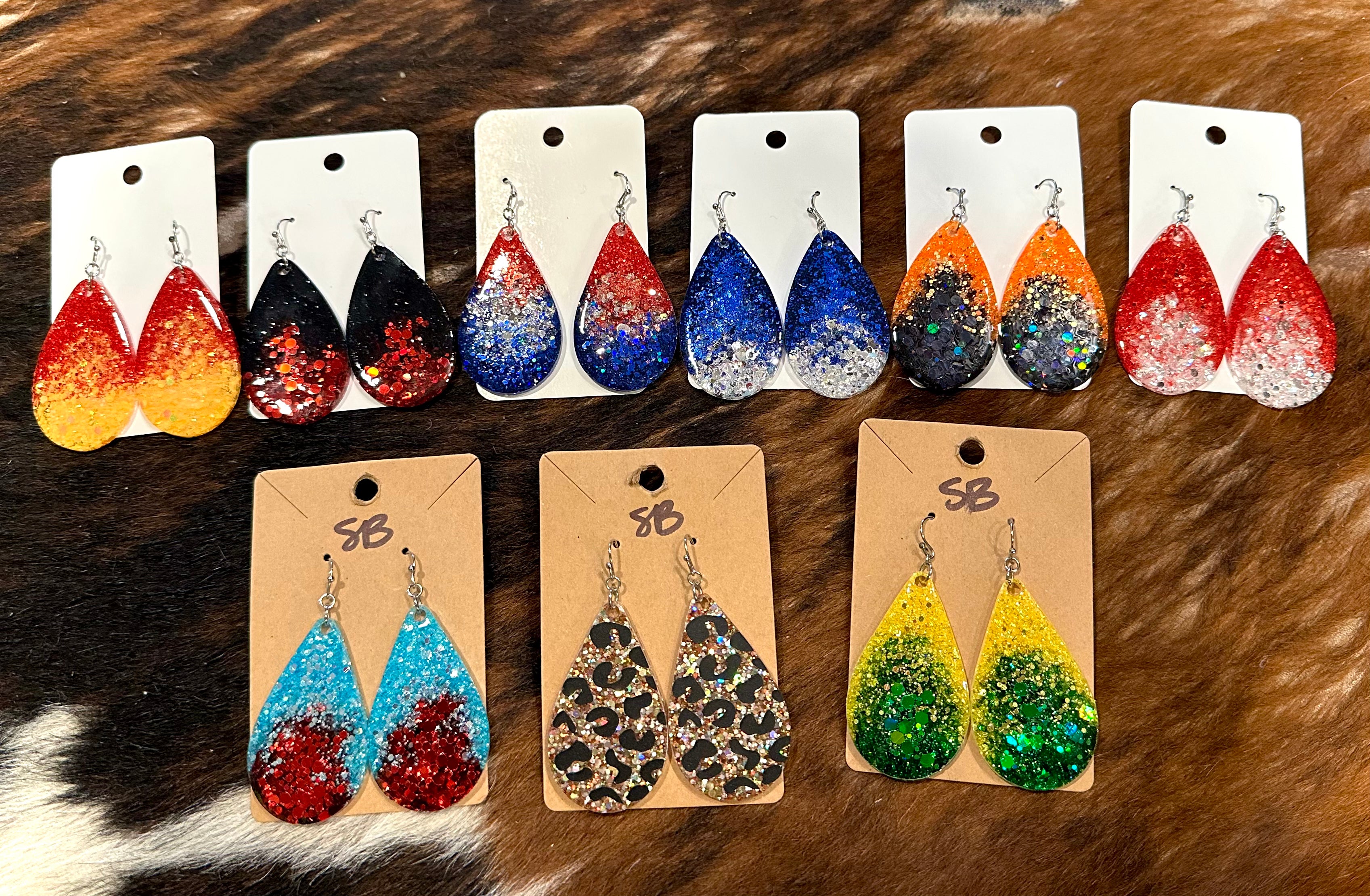 Acrylic Glitter Two-Tone Earrings