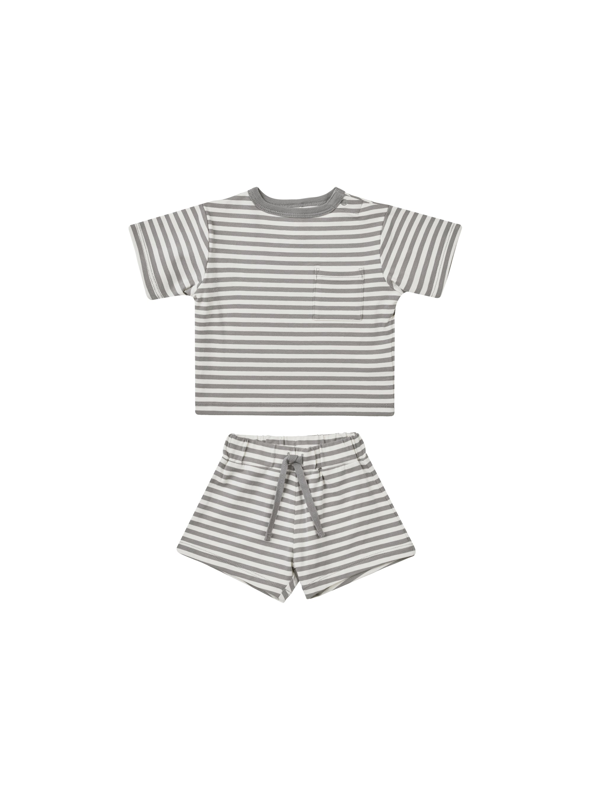 Quincy Mae Pocket Tee + Short Set | Lagoon Stripe