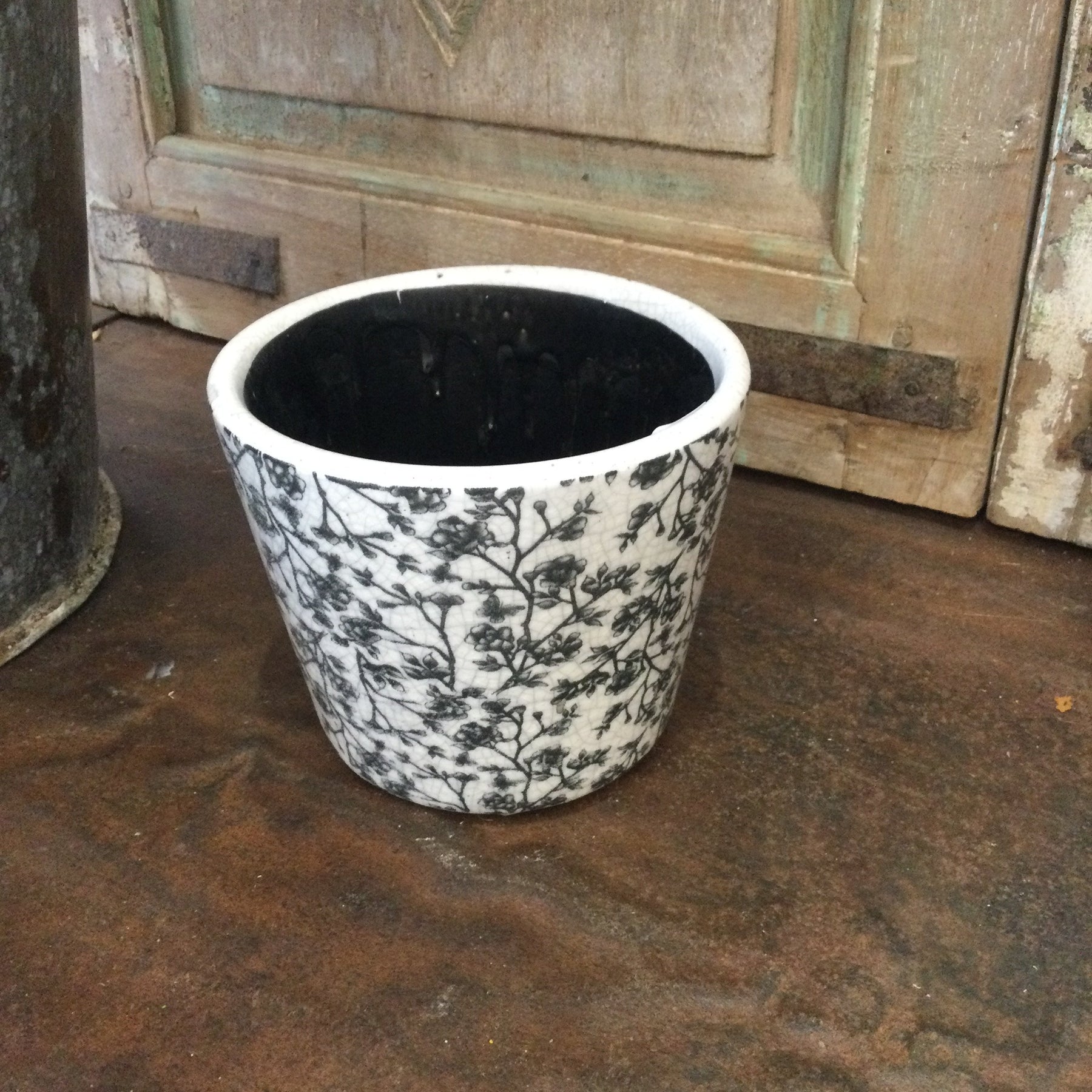 Vintage Blue & White Floral Planter