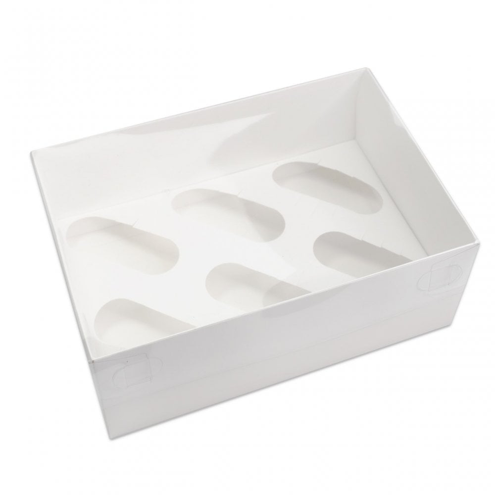White Bento Box with 5 Cupcake insert and Clear Lid