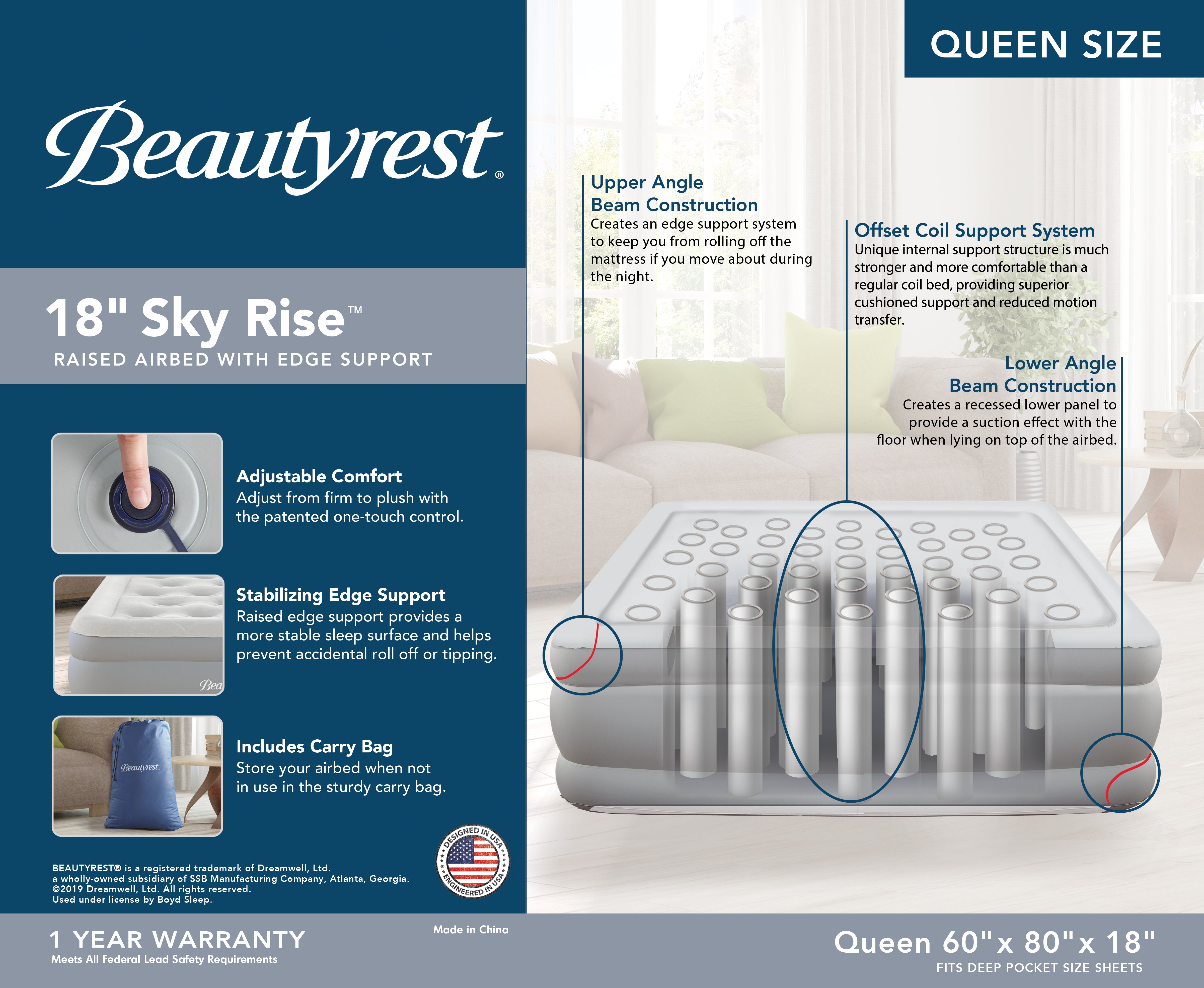 beautyrest sky rise air mattress