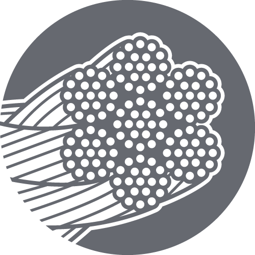 Cross section image of 7x19 wire rope