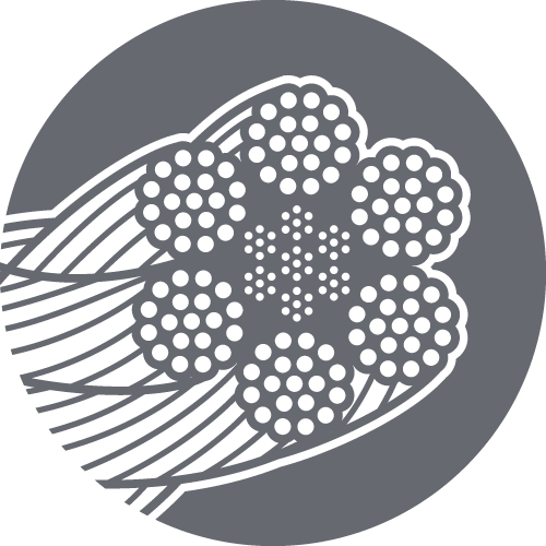 Cross section image of 6x19 IWRC wire rope