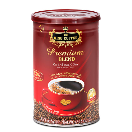 King Coffee Gourmet Blend Vietnamese Ground Coffee 500g 17.6 oz 1.1lbs  Arabica, Robusta, Excelsa & Catimor Medium Dark Roasted Strong, Bold Aroma  