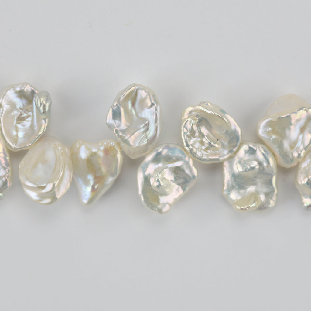 A Grade White Keshi Pearls, 7x10mm Long Drilled Freshwater Natural