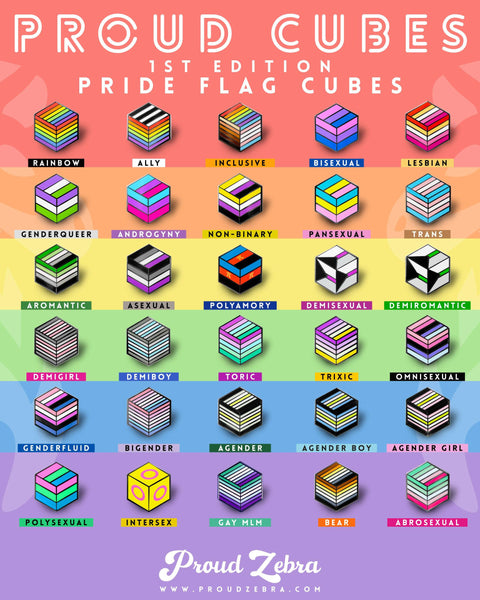 Chart Of LGBTQ+ themed enamel pins by Proud Zebra