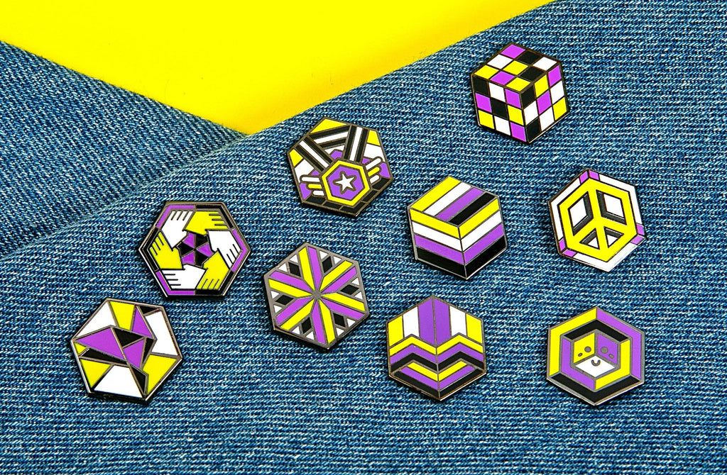 non-binary pride pins to express your gender neutrality