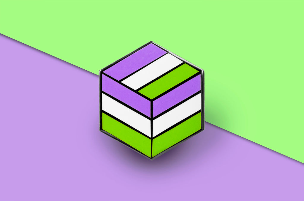 Genderqueer Pride - Flag Cube Pin