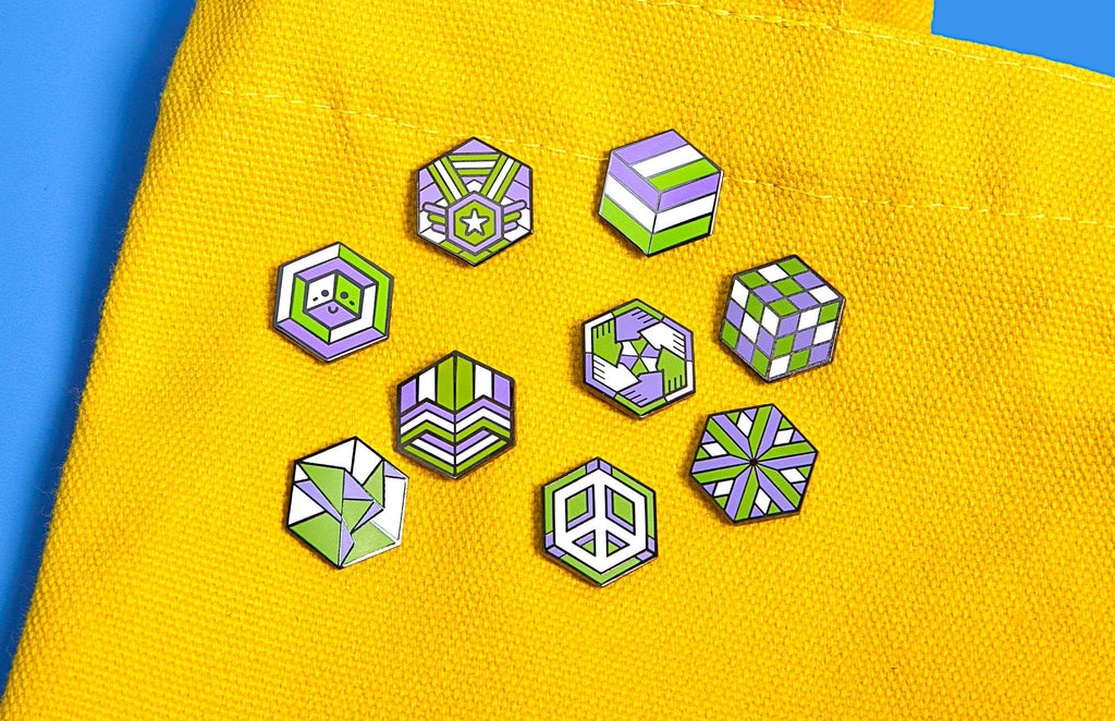 genderqueer pride pins to express your pronoun neutrality