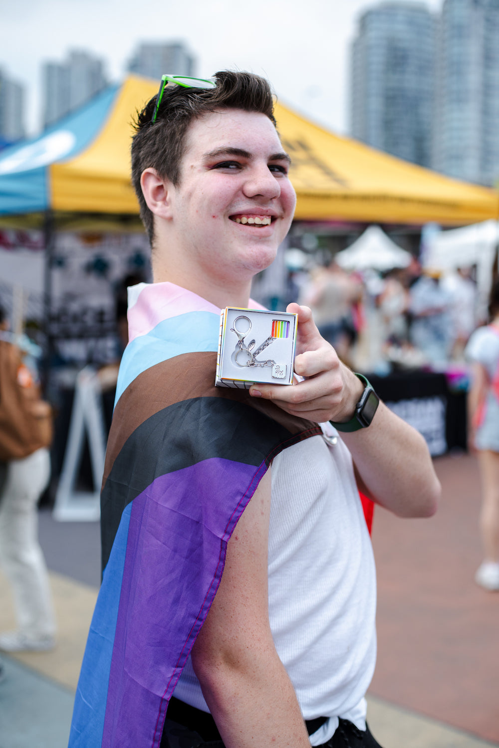 Trans Pride Flag Proud Cube Bag Charm Pride Keychain Them 