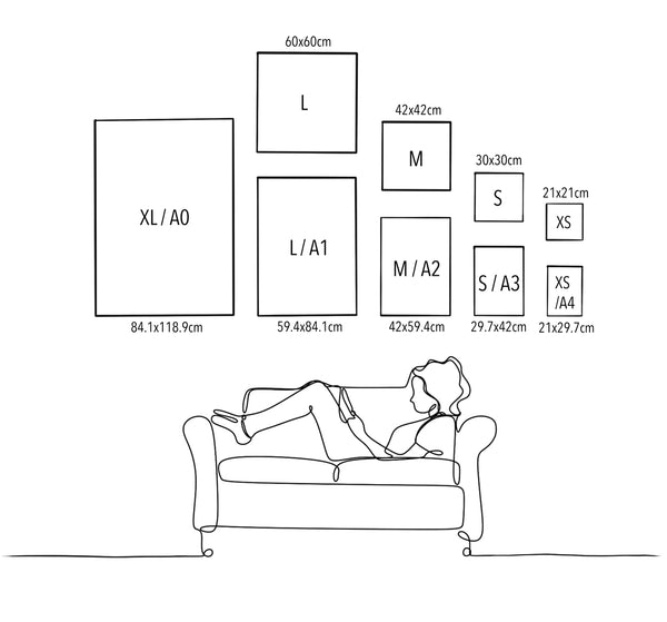 Art prints size guide illustration