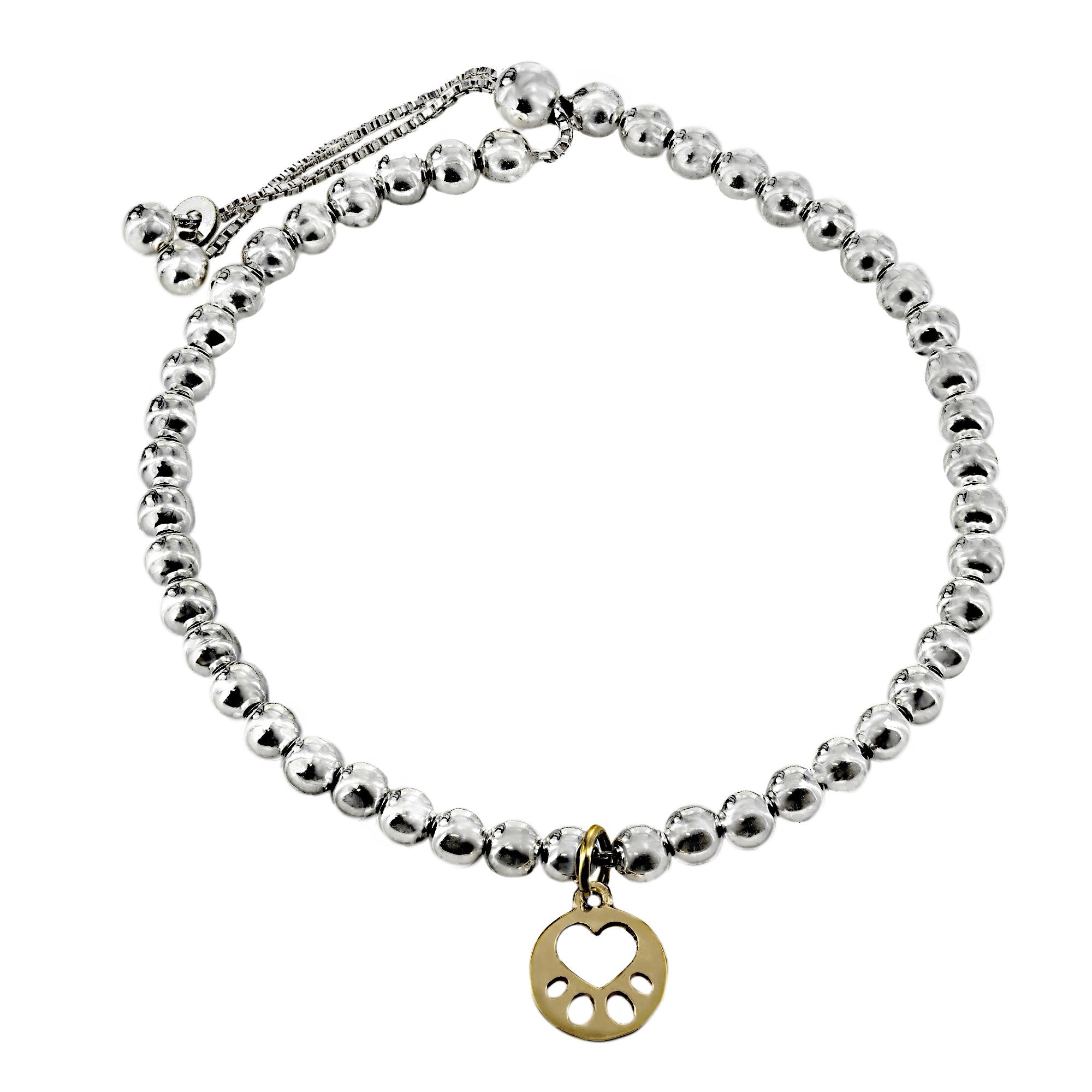 Our Cause for Paws Silver Beaded Mini Paw Bracelet – Our Cause for Paws ...