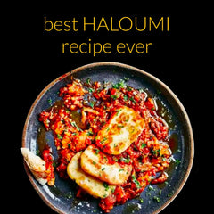 Haloumi recept met aubergine en tomaten