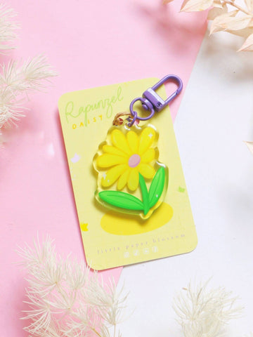 daisy jar keychain (pink and yellow)