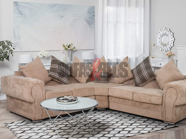 Chiswick Chenille Fabric Beige Corner Sofa