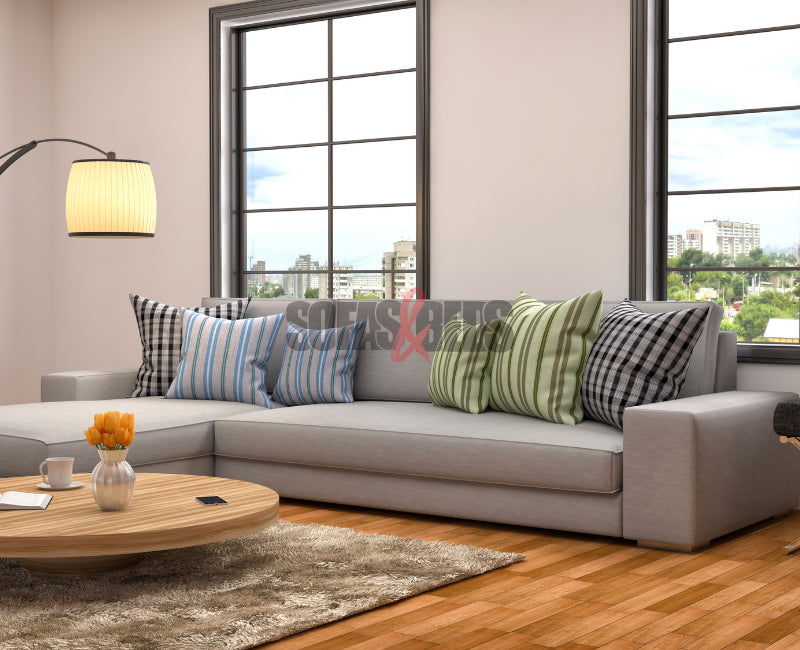 Grey sofa with lined cushions | Sofas & Beds 