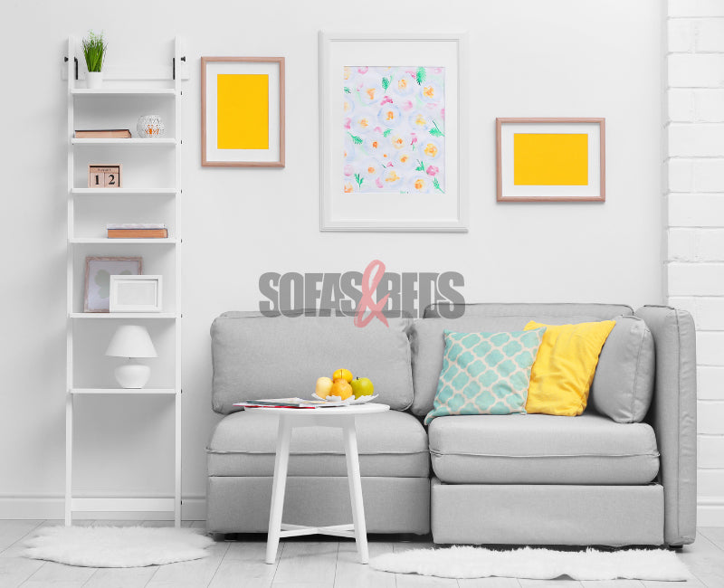 Grey sofa styled in a white living room | Sofas & Beds