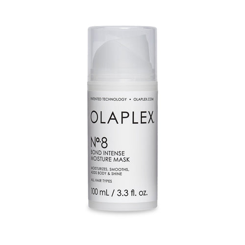 olaplex 8 bond intense moisture mask MOISTURIZES, SMOOTHS, ADDS BODY & SHINE  A Multi-Benefit, Reparative Hair Mask Infused with patented OLAPLEX Bond Building technology, this highly concentrated reparative mask adds shine, smoothness & body while providing intense moisture to treat damaged hair. Hair so visibly healthy, you can skip the styling.