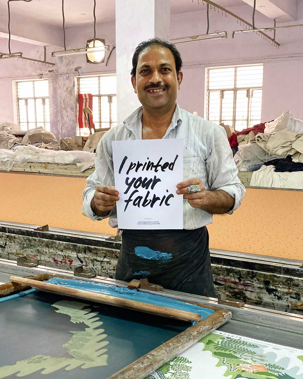 Niraj Hand screen printed your fabric Fashion Revolution week 2022