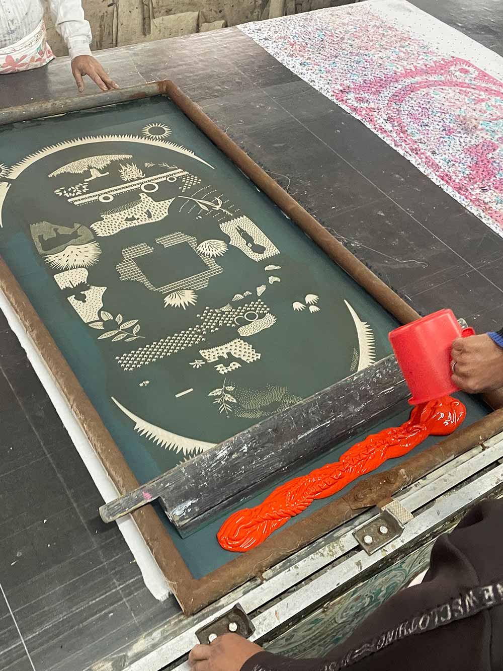 Hand screen printing Safomasi x The Printed Peanut Collaboration