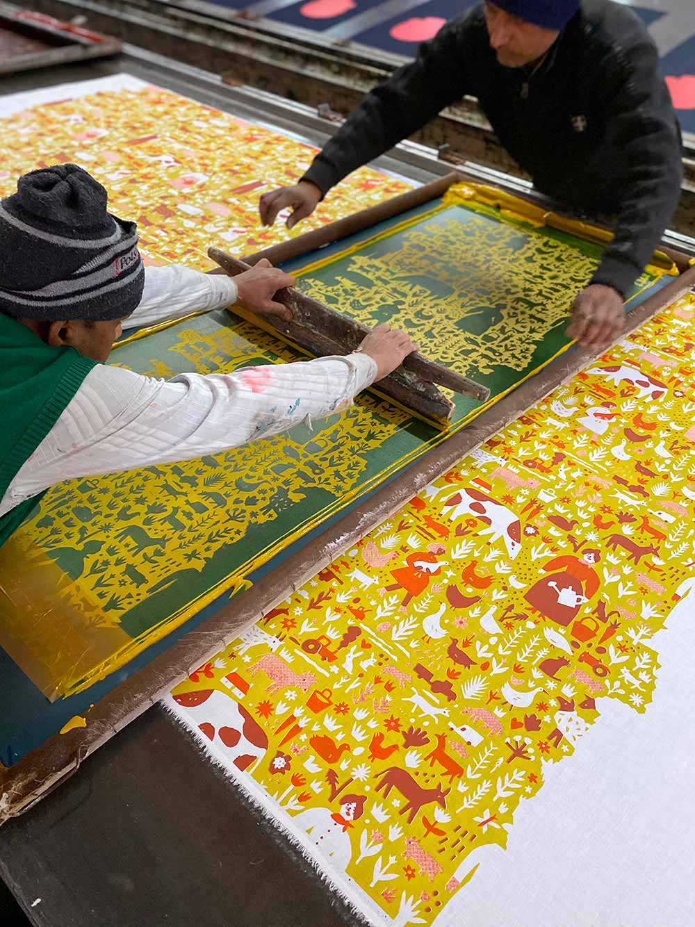 Hand screen printing Safomasi The Printed Peanut Collaboration