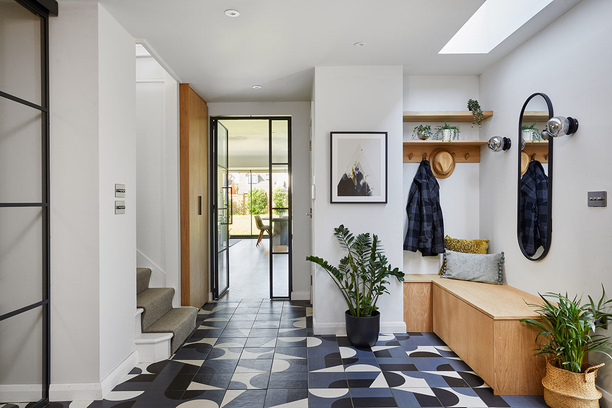 Bold Pattern Tiled Entryway by Maria Chandler / Become Interiors. Photo: Chris Snook