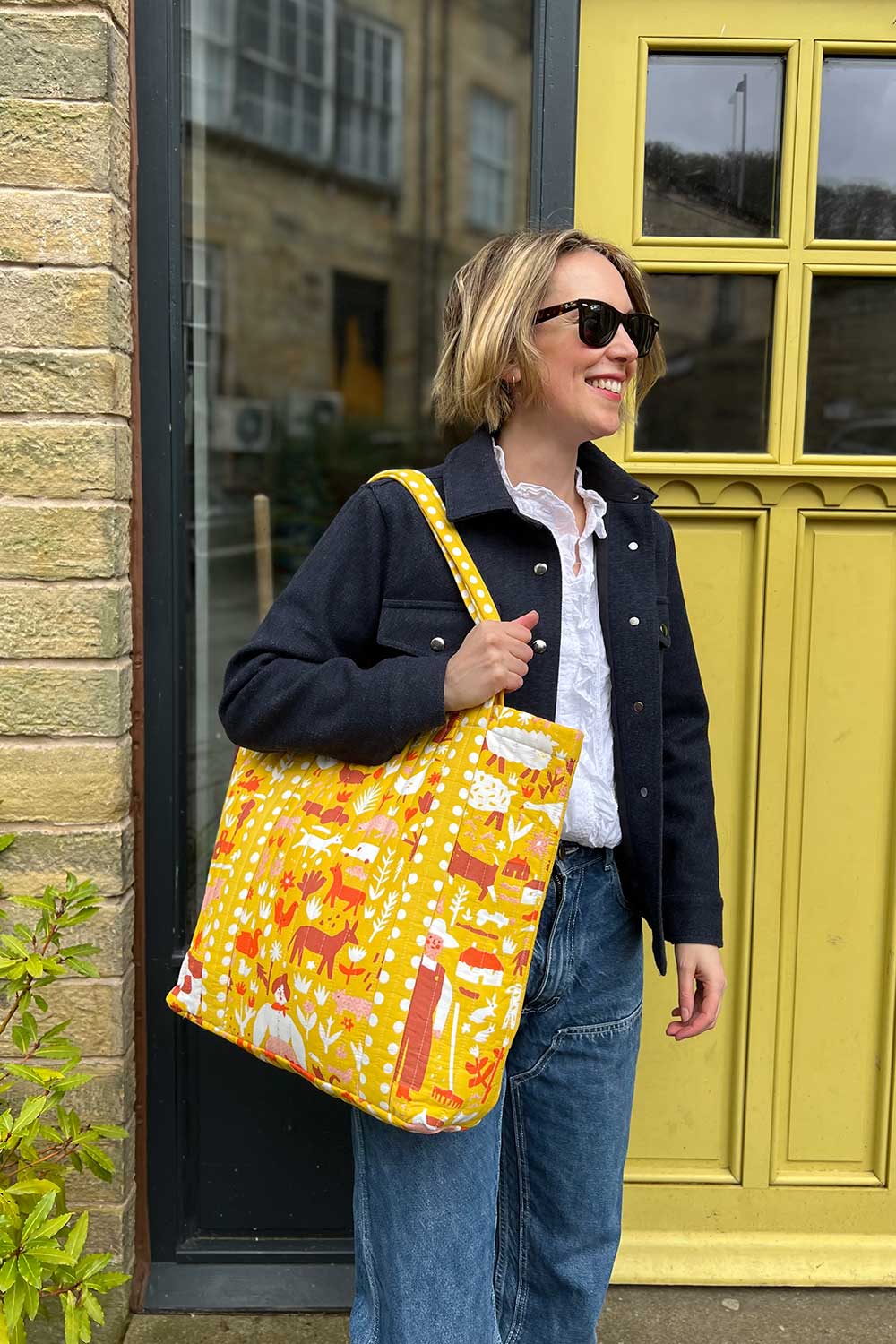 Louise Lockhart Farm Life Yellow Quilted Tote Bag