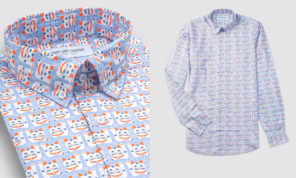 Bombay Shirt Company Blue Lucky Cat Shirt Product Images