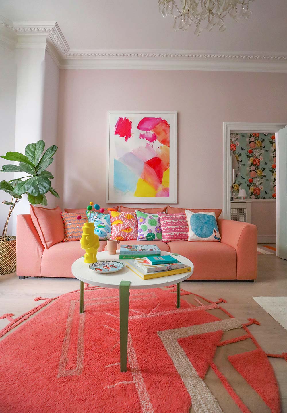 Dopamine Decor Colourful Pink Living Room