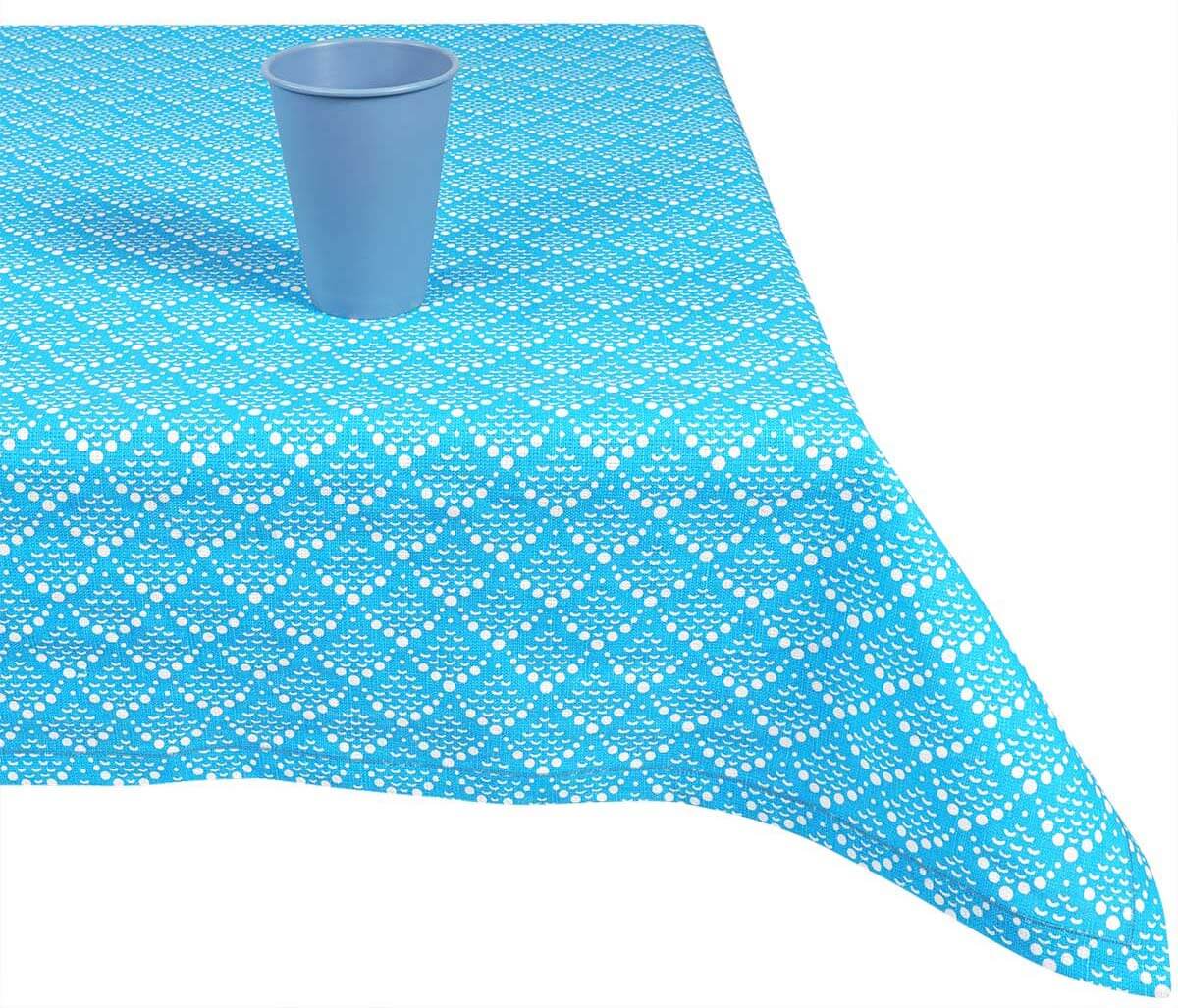 Bright Blue Printed Table Cloth