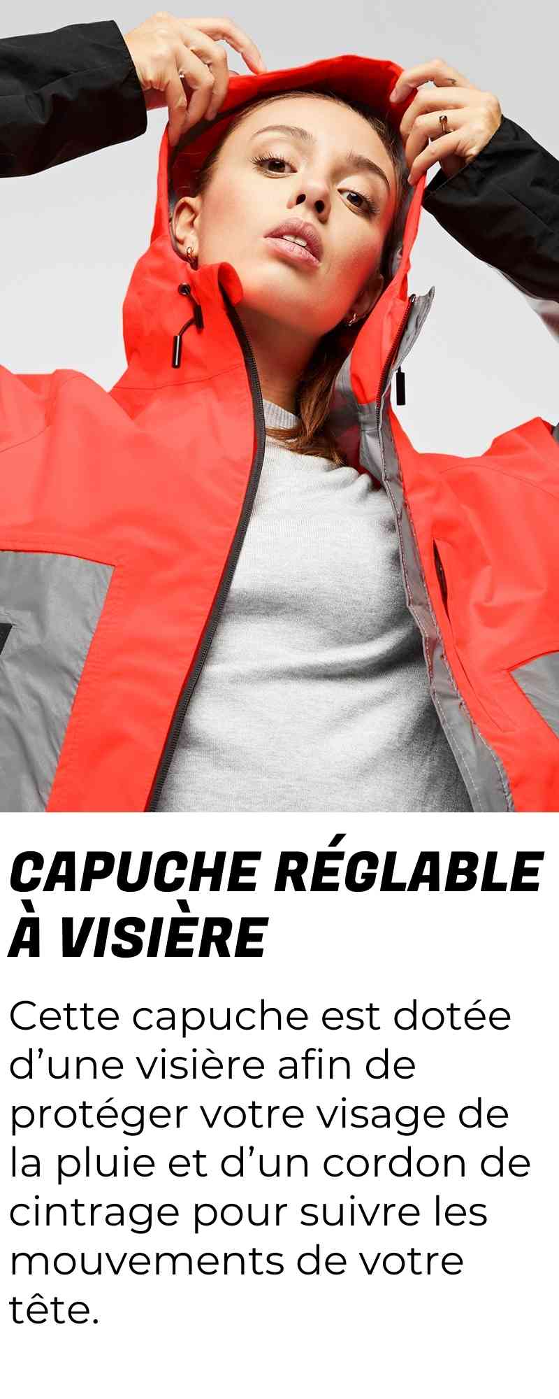 Veste legere impermeable ucrr3 rouge et noir par urban circus focus capuche