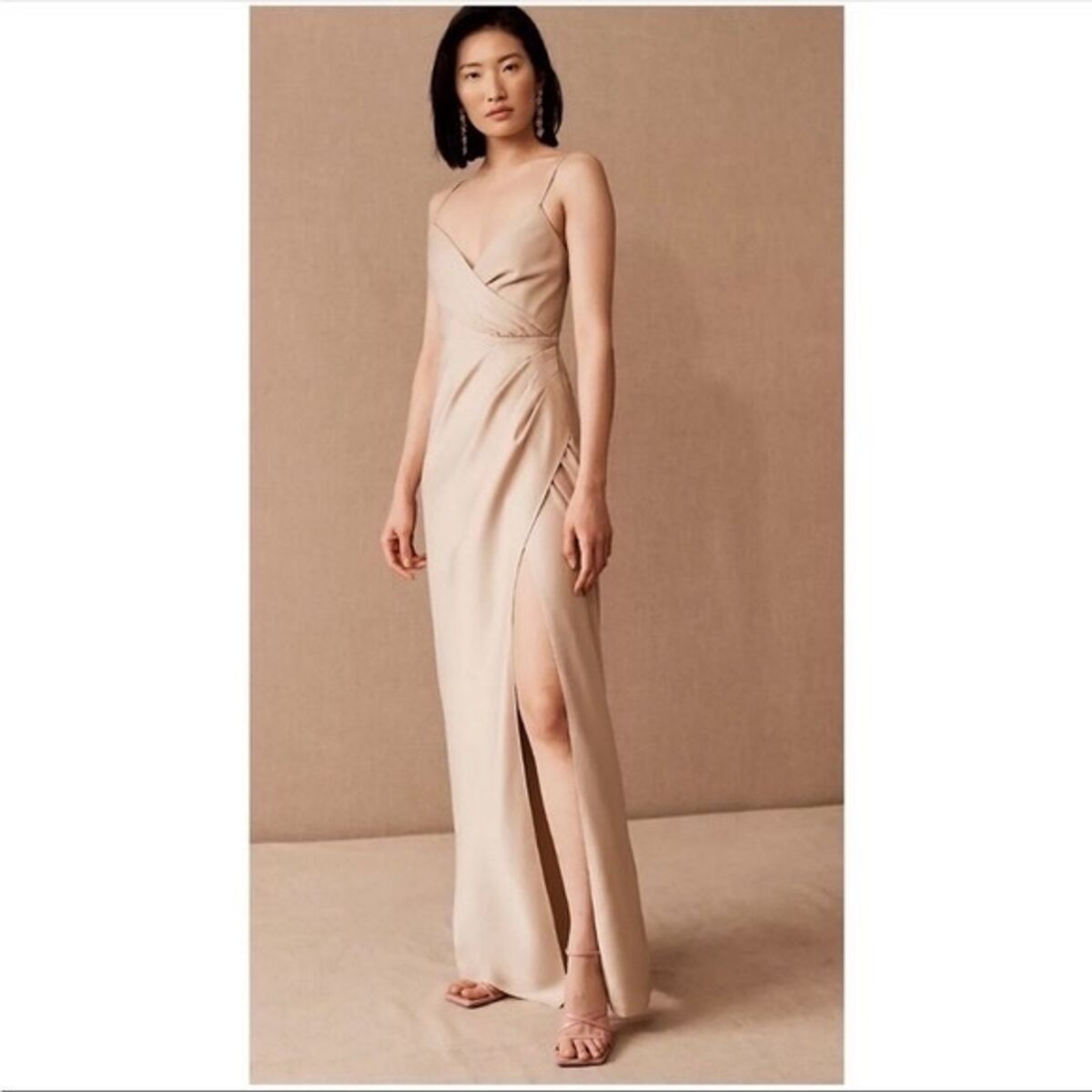 BHLDN Freya Satin Charmeuse Dress in Champagne - The PS Collective product image