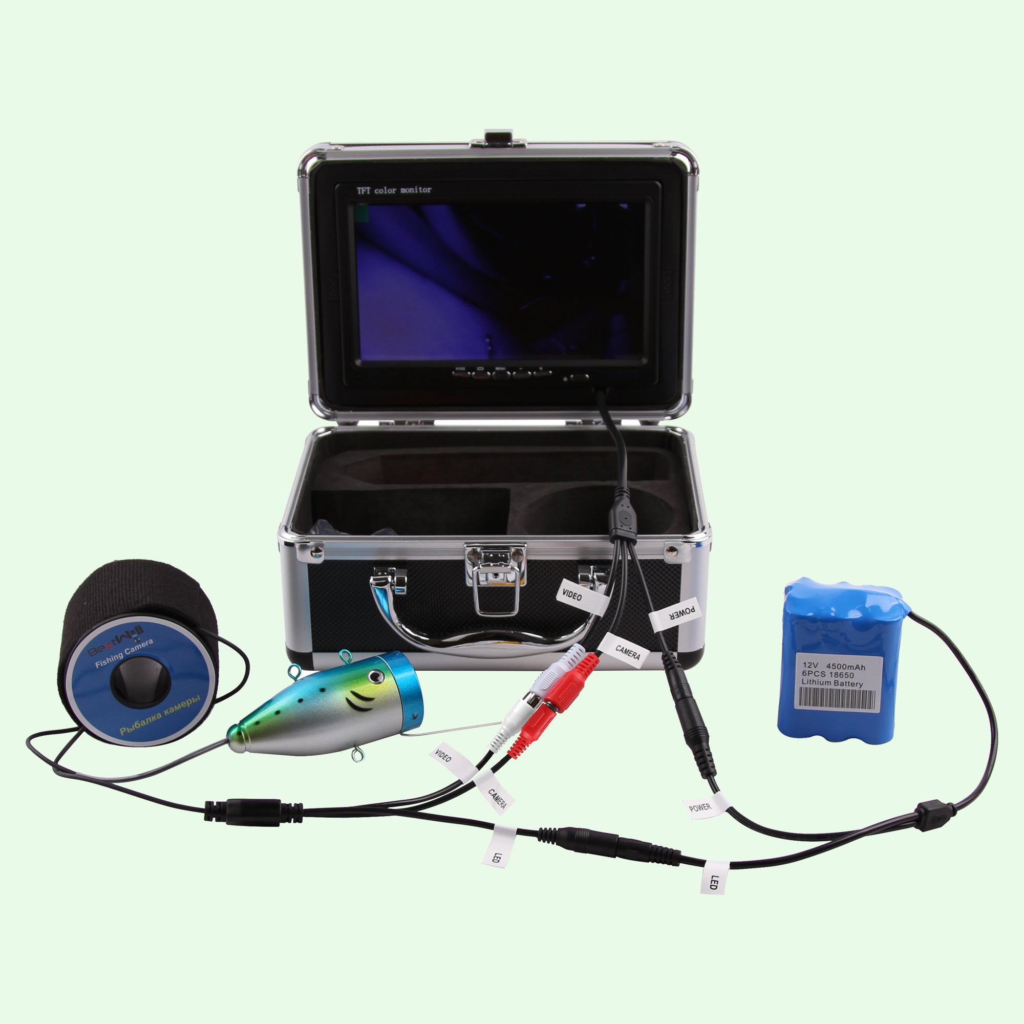 Hi Fi  günstig Kaufen-Unterwasser-Angelkamera, tragbarer Fischfinder mit 7-Zoll-800*480-Farbbildschirm, 1000 TVL 15-m-Kabelkamera, für Eis-, See-, Boots- und Meeresangeln | CR110-7L. Unterwasser-Angelkamera, tragbarer Fischfinder mit 7-Zoll-800*480-Farbbildschirm, 1000 TV