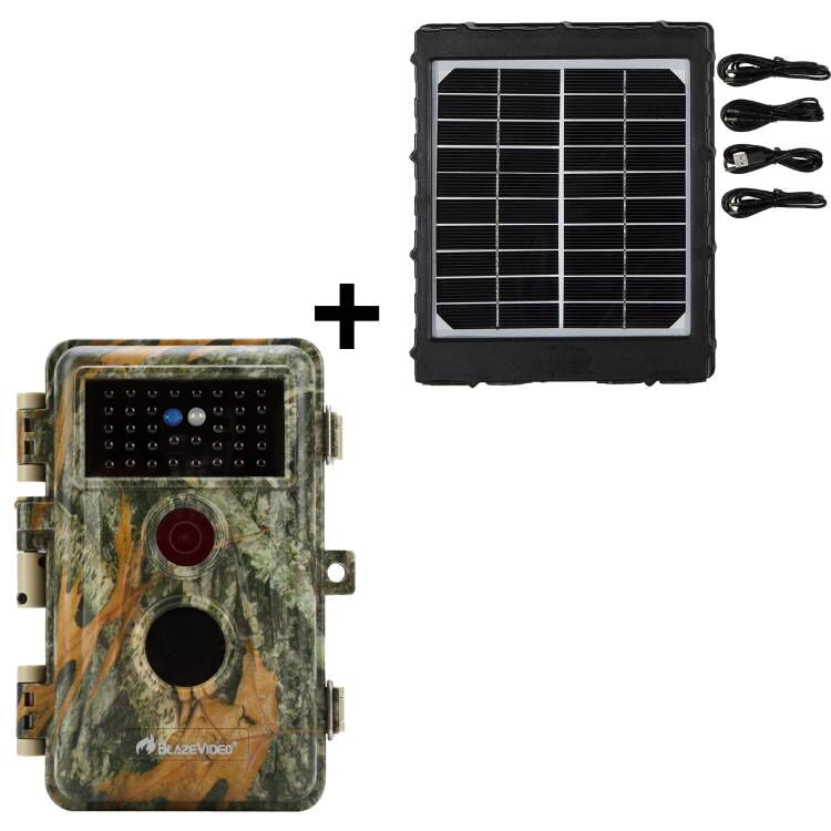 Bundle Wildkamera Wildtierkamera Jagdkamera 32MP 2304*1296p + Solarpanel-Kits 3W 8000mAh 12V/9V/6V Maximale Entfernung bis 75 Füße, 0,3s Auslöserzeit 