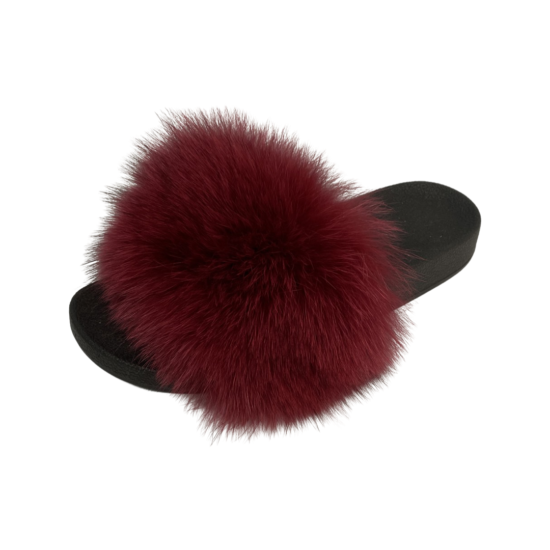 Pink Fox Fur Slides Real Fur Slippers Real Fur Slides -  Sweden