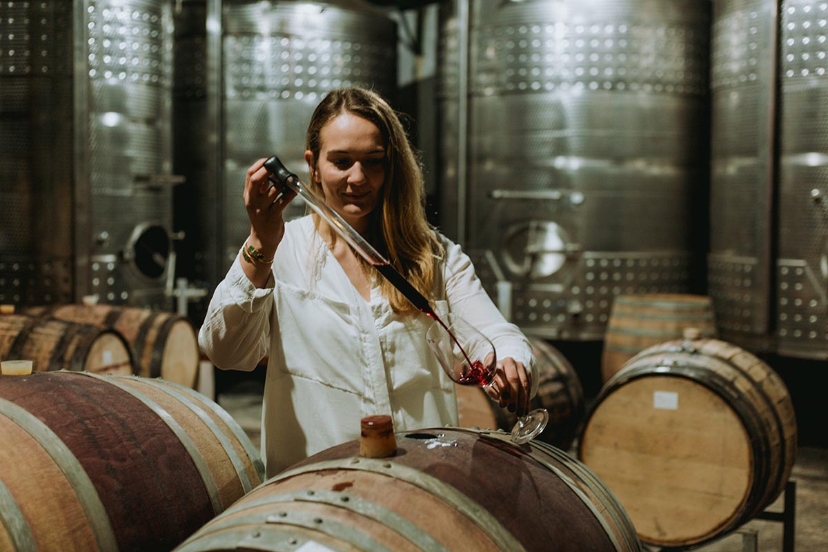 Winemaker Kayleigh Hattingh in her Stellenbosch cellar