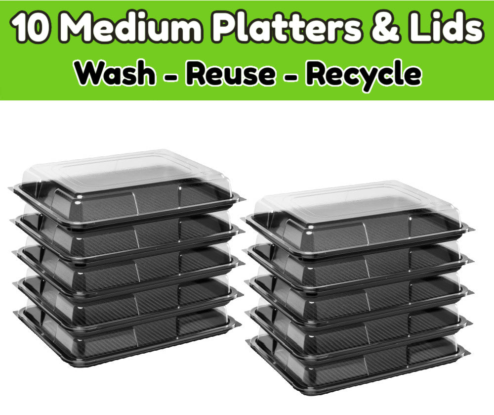 10 Medium Sandwich Platters + Lids - Ideal for bagels & sandwiches