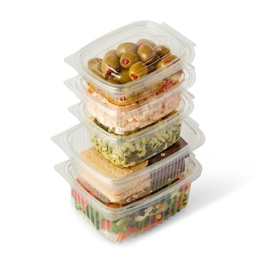 300 x 750cc Clear Cold Food/Salad/Cake Container With Hinged Lid - Bulk Box - Recyclable rpet