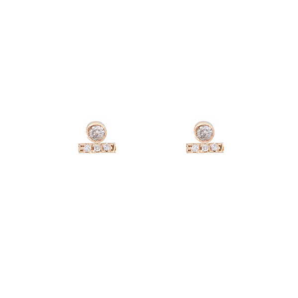 Gravity round diamond bar studs