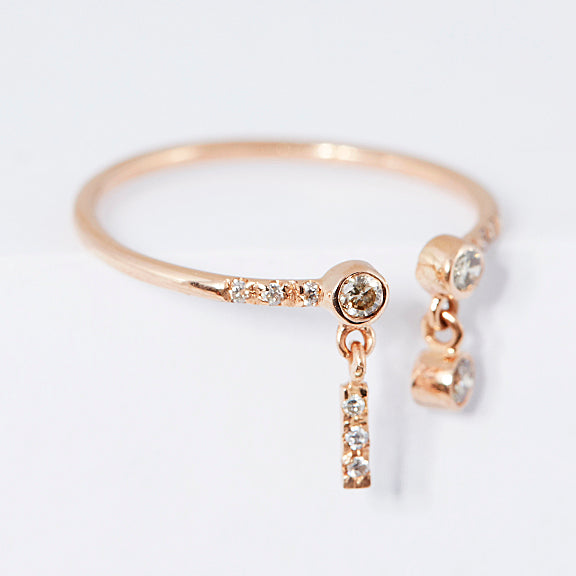 Gravity open shake diamond rose gold ring