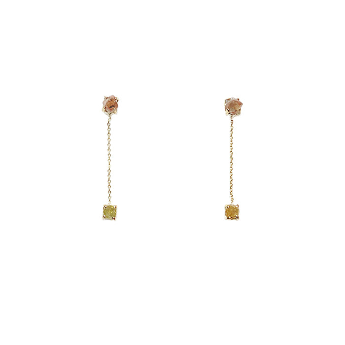 Stardust natural warm brown rough diamond chain earrings