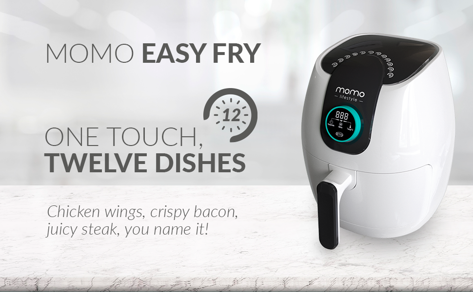 Air Fryer 12 Cooking Functions Digital Control Wheel Eco Ceramic Dishwasher  Safe Basket 1500W Momo Easy Fry® - Momo Lifestyle® 