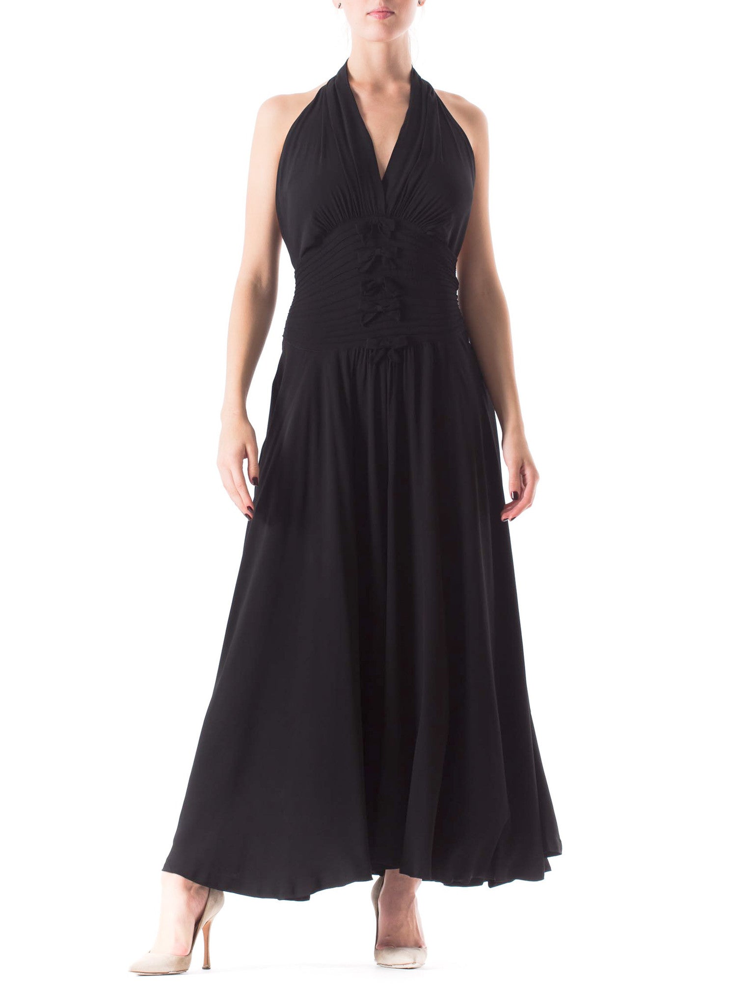 black silk backless dress