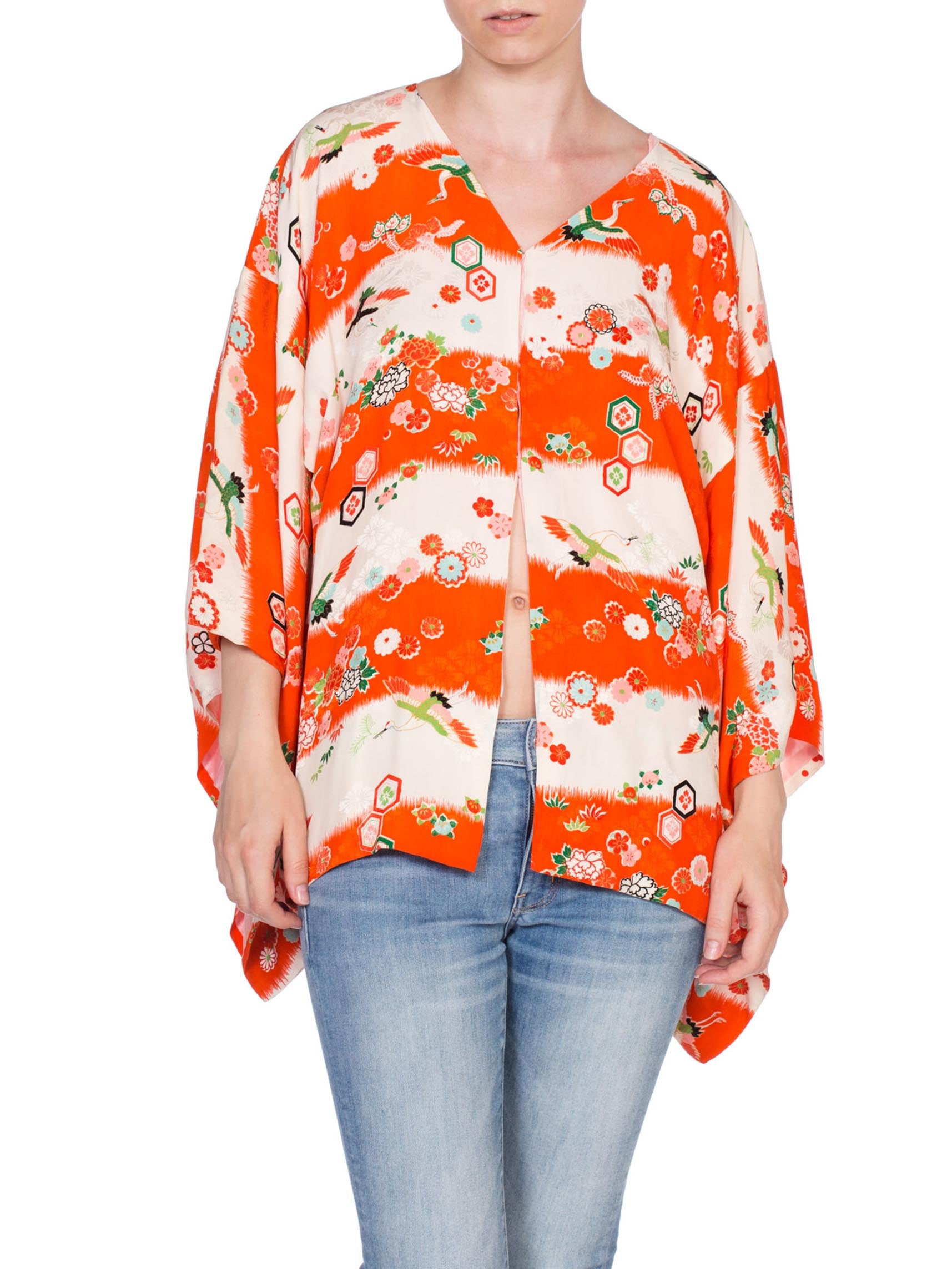 short silk kimono jacket