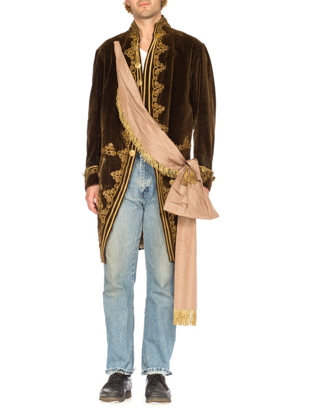 1920S Brown Velvet Men's 18Th Century Style Frock Coat With Antique Go ...