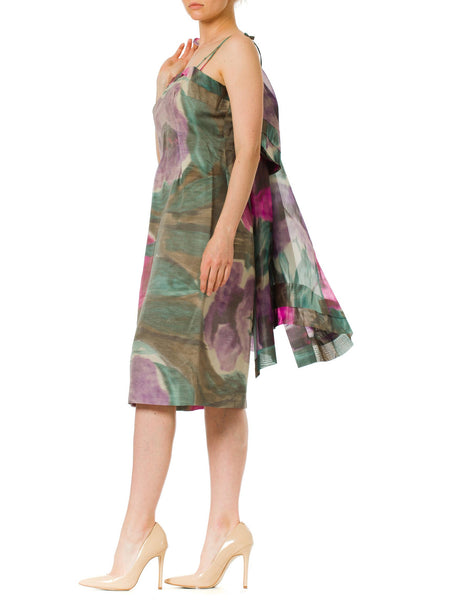 1950S BALENCIAGA Style Watercolor Abstract Ikat Floral Dress Ensemble ...