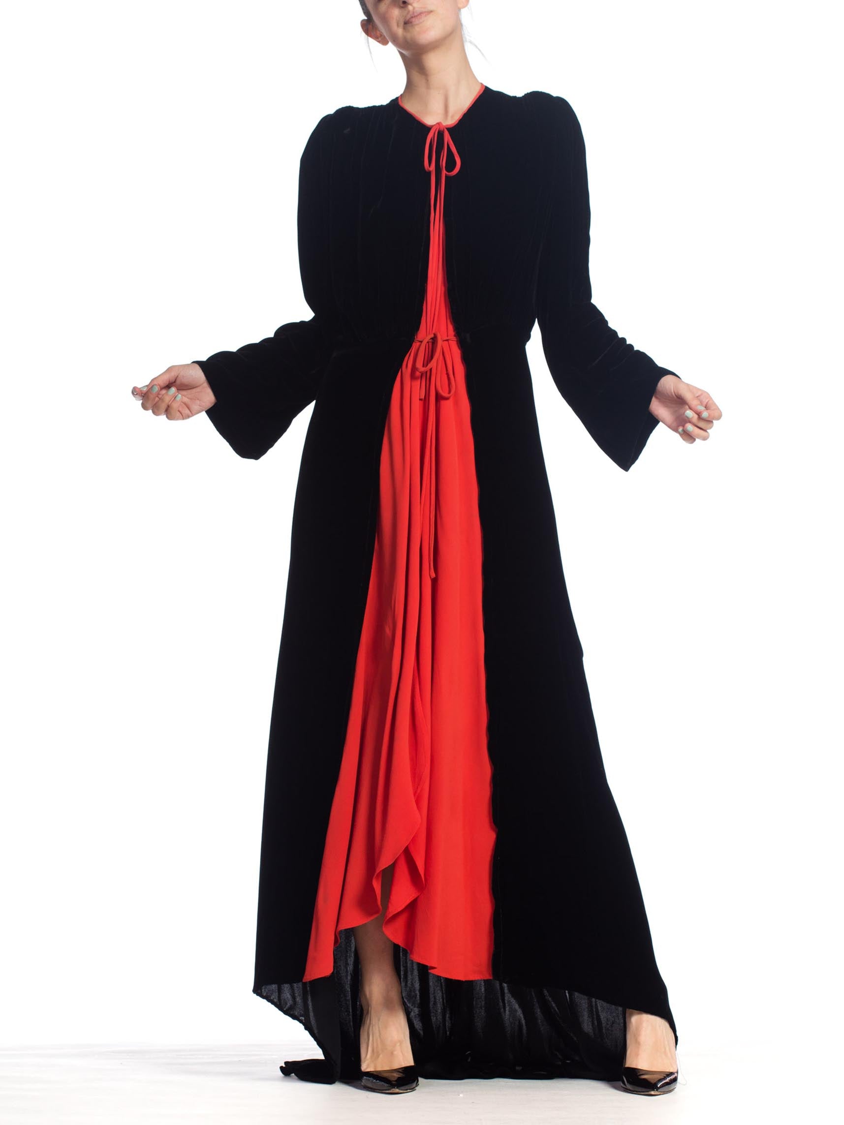 red and black dressing gown