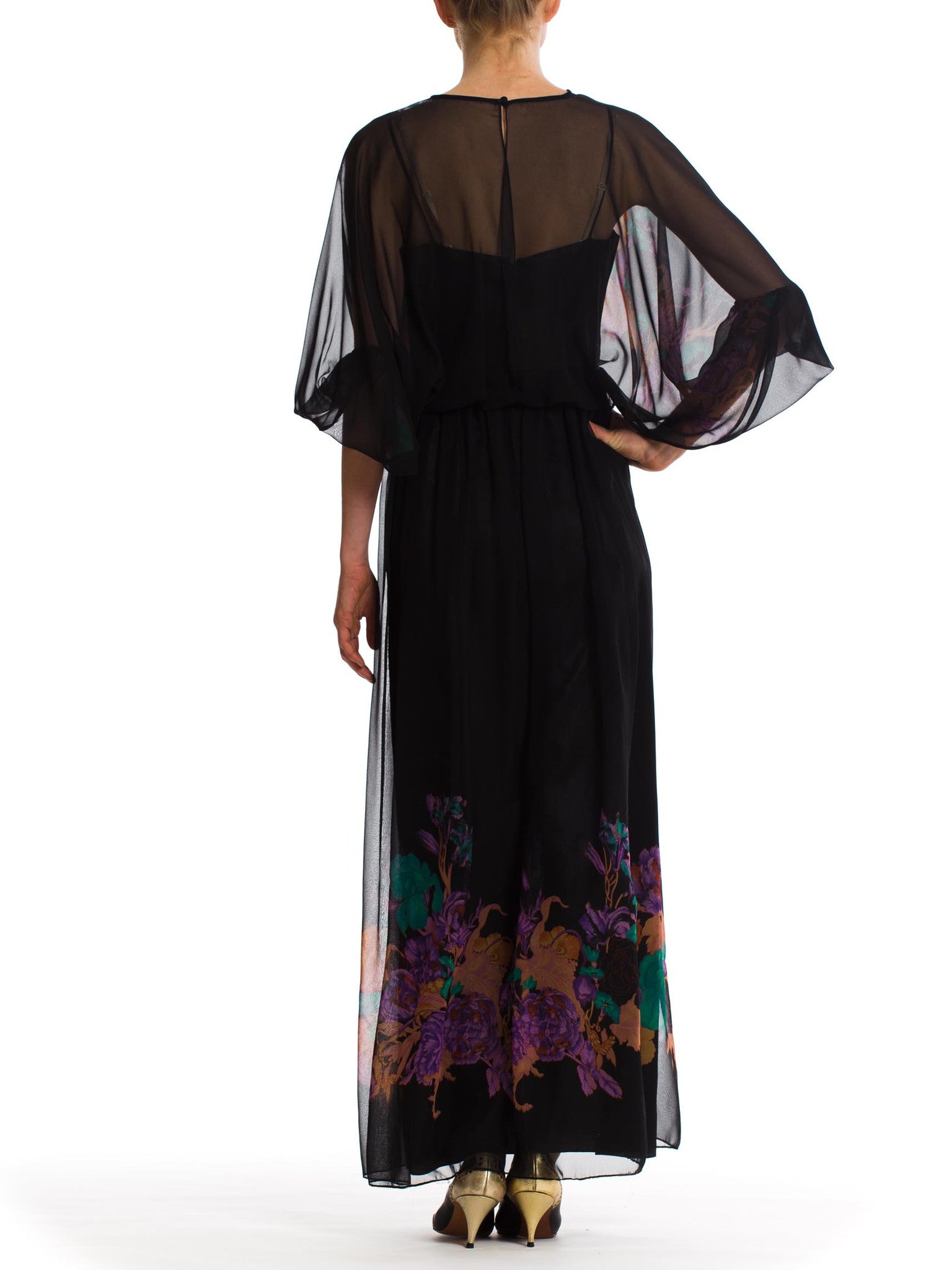 Charming Vintage 1970s Black Floral Print Dress – MORPHEW