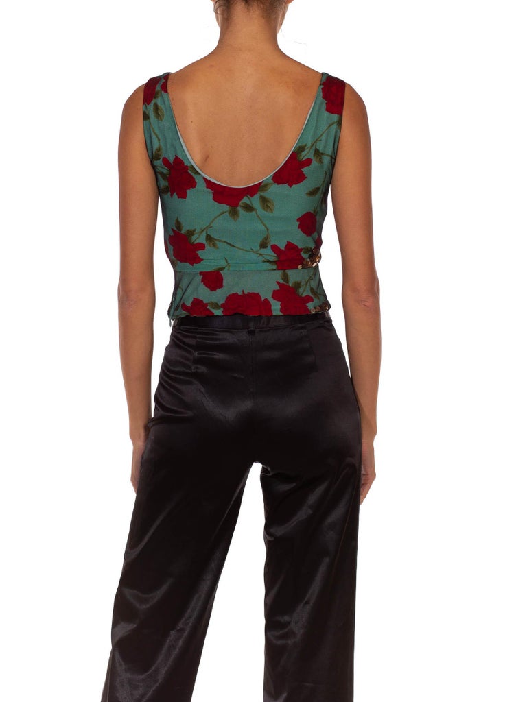 1990S Moschino Rose Top With Sequins