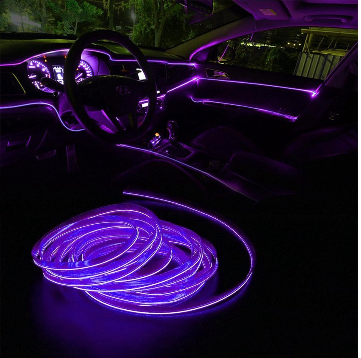 LED strip -- EL Wire -- 5 Meter Auto interieur verlichting -- Paars — 123Winkel